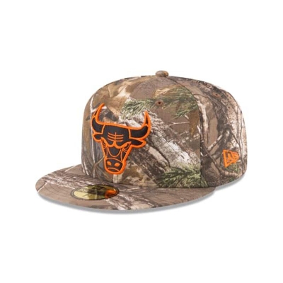 Chicago Bulls Gorra | New Era NBA Realtree Orange Hit 59fifty Fitted Cap Mexico - Marrom